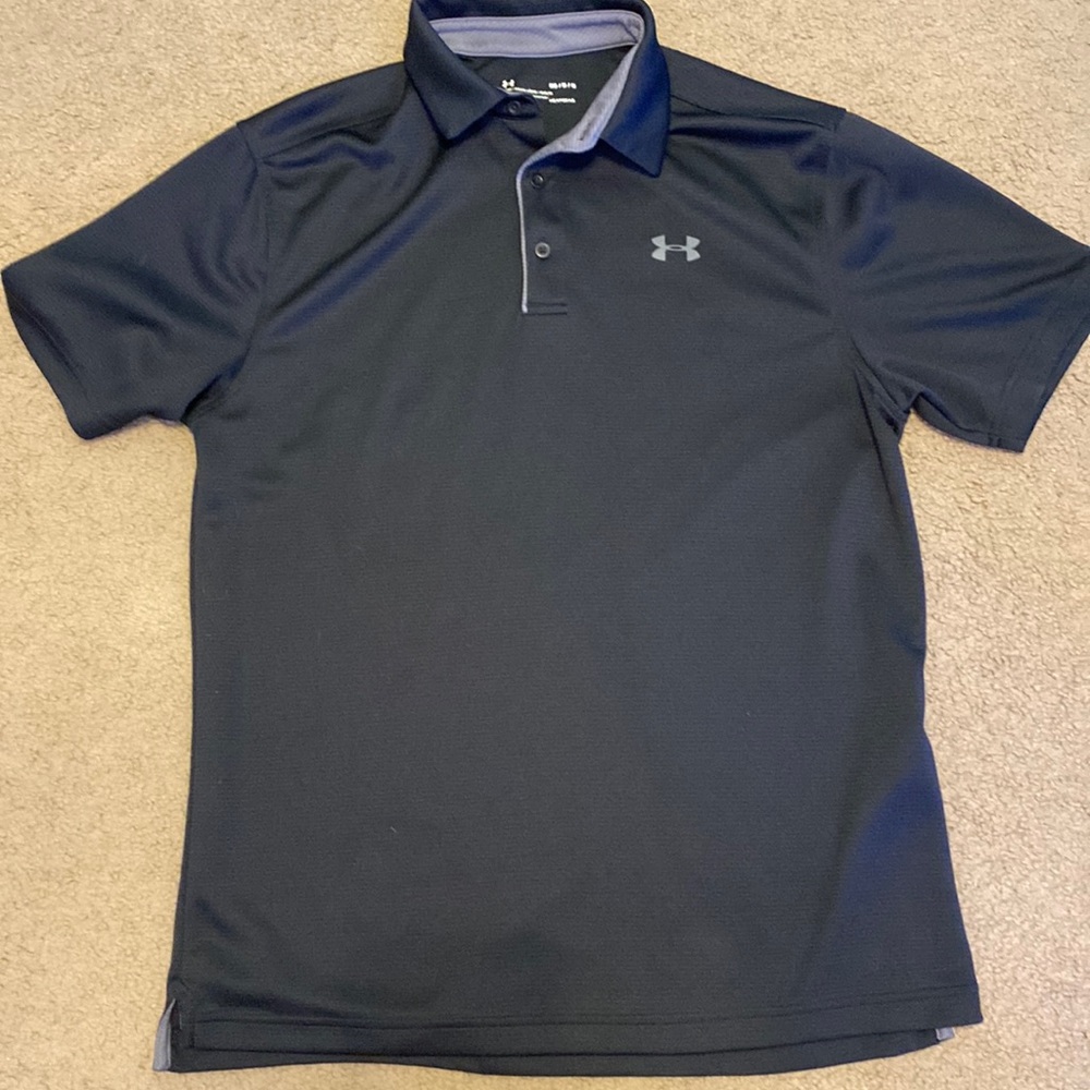 Black UA heatgear polo. Size large.